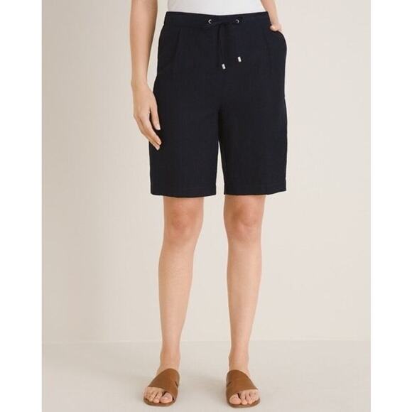CHICO'S Linen Tie-Front Shorts in Garnet Women's Size 2 = U.S. size 12 - Picture 2 of 13